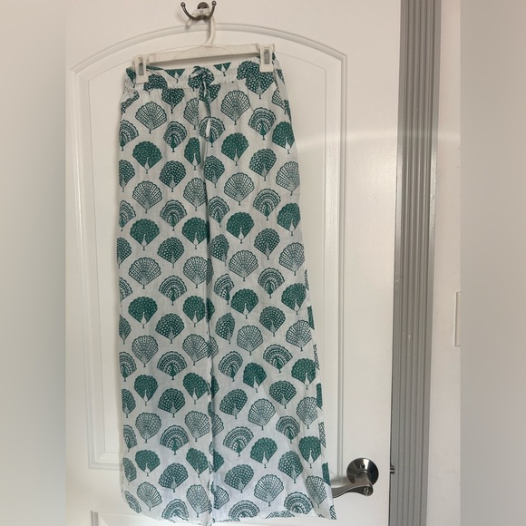 Roller Rabbit 100% Linen Wide leg PANTS PEACOCKS TYRA size extra small eclectic - Picture 2 of 14